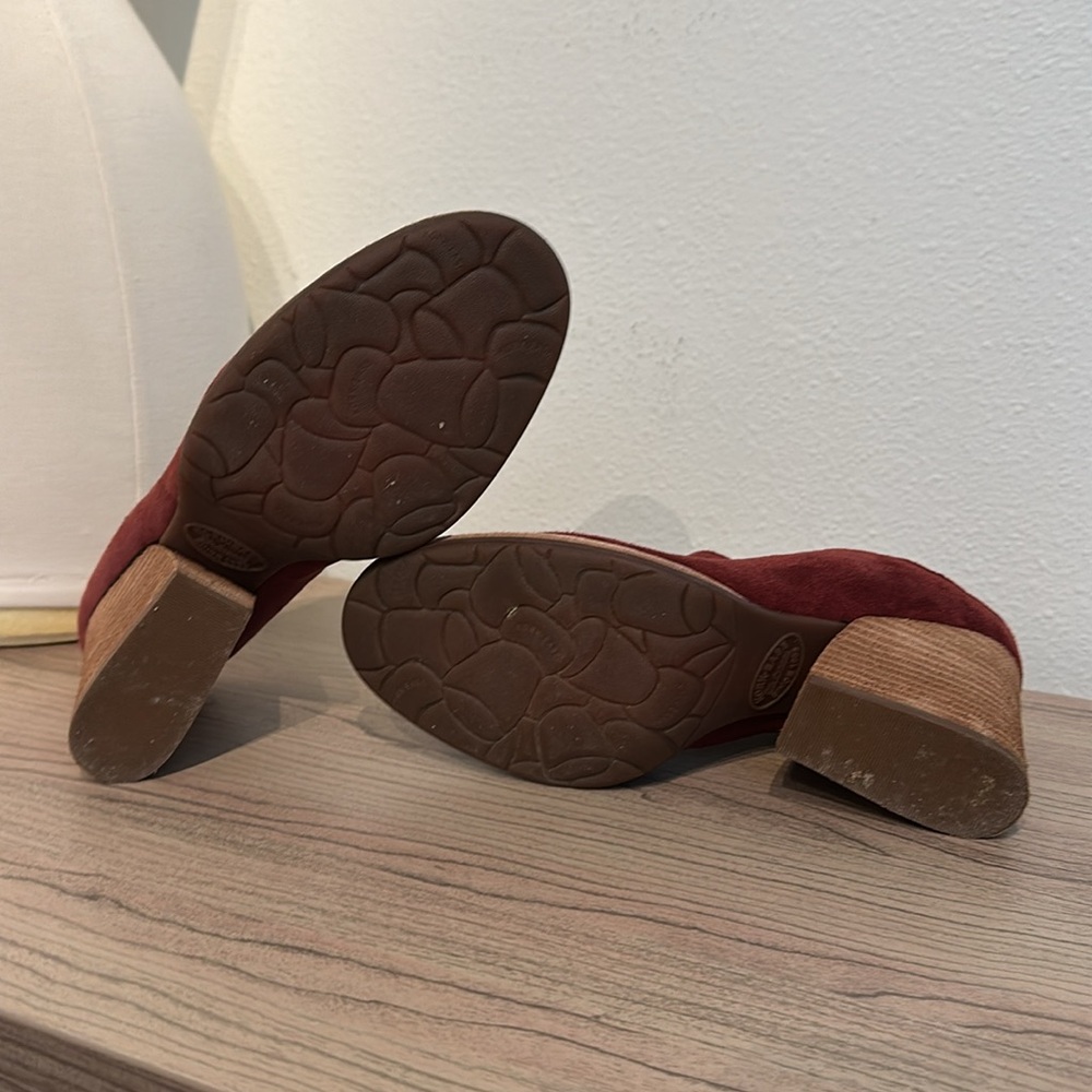 Suede wine Mules with Wooden Heel 9 kork-Ease - Picture 5 of 11
